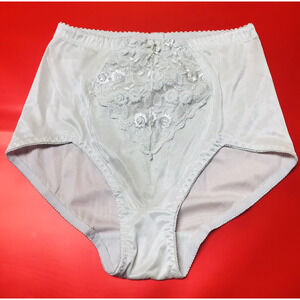 Vintage Panties Delta Burke Floral Lacey Shiny Embroidered Shaper Brief Sz 7/Lg